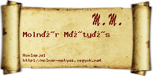 Molnár Mátyás névjegykártya